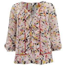 Blusa Ruffle Marlabis in Seta Multicolore di Diane Von Furstenberg