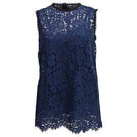 Blusa senza maniche in pizzo Dolce & Gabbana in cotone blu navy