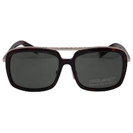 DQ0026 Schildpatt Aviator Sonnenbrille aus braunem Acetat von Dsquared2