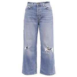 Nili Lotan ausgefranste cropped Flared Jeans aus blauer Baumwolle