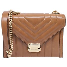 Borsa a spalla media trapuntata Whitney di Michael Kors in pelle marrone
