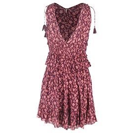 Vestido Mini con Estampado Floral Noelle de Ulla Johnson en Algodón Burdeos