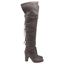 Botas altas de cuero gris Sergio Rossi Wrap Around