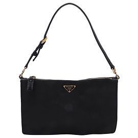 Borsa a spalla con zip Prada Re-Nylon in nylon nero