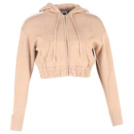 Sudadera cropped con capucha y cremallera Sandro en algodón beige