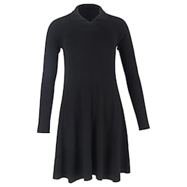 Vestido Mini Tricotado com Gola Khaite em Lã Preta