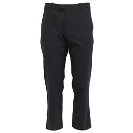 Pantaloni cropped regular fit a vita media in lana grigia scura Theory