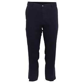 Ralph Lauren Mid-Waist Cropped Trousers in Navy Blue Linen