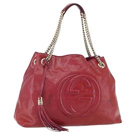 Borsa Gucci Soho Chain Rossa Oro Auth 159398