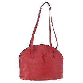 Saint Laurent Schultertasche aus Leder Rot Gold Auth gh1500