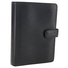 LOUIS VUITTON Epi Agenda MM Day Planner Cover Black R20042 LV Auth BA9435