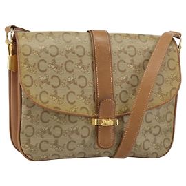 BORSO A SPALLA CÉLINE C SULKY CARRIAGE IN PVC BEIGE ORO Auth 159376