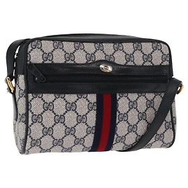 Gucci Bolsa de Ombro GG Supreme Sherry Line PVC Navy Red 89 02 004 Auth am10314