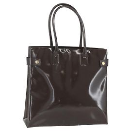 GUCCI Tote Bag Emaille Braun Gold Auth bs31888