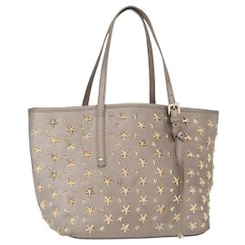 Borsa Tote in pelle Sasha S di Jimmy Choo Argento Oro Auth BA9248