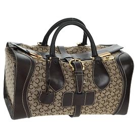 Céline CELINE C Sulky Boston Tasche aus Canvas in Braun und Gold Auth bs32098
