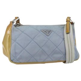 Borsa a Spalla PRADA Nylon Smaltato Azzurro Chiaro Argento Autentica 160526