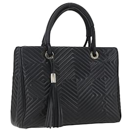 BALLY Borsa a mano in pelle nera e oro Auth 158990