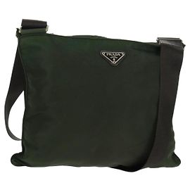 Bolso de Hombro PRADA de Nailon Caqui Plata Auténtico bs31875