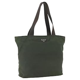 PRADA Tote Bag aus Nylon Khaki Silber authentisch ka1393