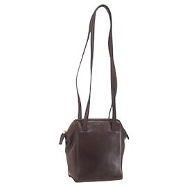 PRADA Sac à épaule en chaîne Cuir plastique Marron Or Auth 160295
