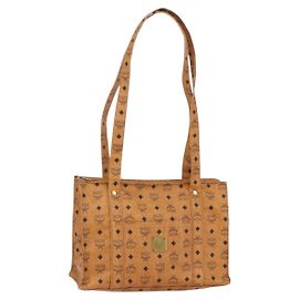 Borsa Tote MCM Logogram Vicetos PVC Marrone Oro Auth gh1461