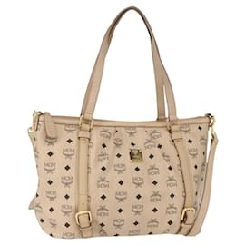 Sac tote Vicetos Logogram MCM en cuir PVC 2 en 1 beige or Auth ka1395