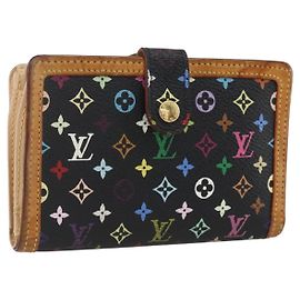 LOUIS VUITTON Portafoglio Viennois Multicolore Nero M92988 Auth 159599