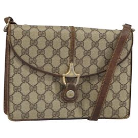 Borsa a Spalla GG Supreme Horsebit di GUCCI PVC Beige Oro 33 001 3376 Auth BA9313