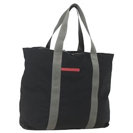 PRADA Sports Hand Bag Nylon Black Silver Auth 160518