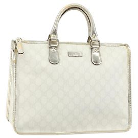 Borsa GUCCI GG Supreme in pelle PVC bianca e oro 190259 Auth 159013