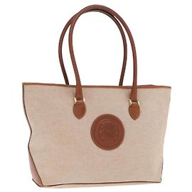 FENDI Tote Bag aus Canvas Beige Gold Auth 159993