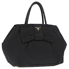 PRADA Borsa a Mano in Nastro Nylon Nero Argento Auth 160092