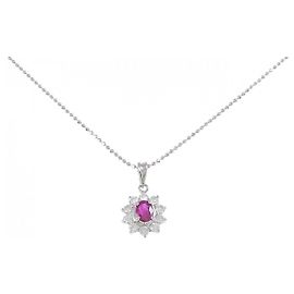 Autre Marque Collana in rubini e diamanti Pt900 Pt850