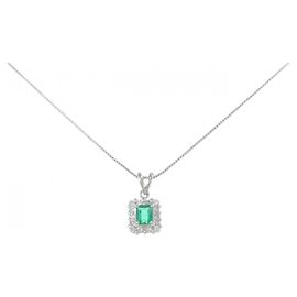 Autre Marque Collana in diamante smeraldo Pt900 Pt850