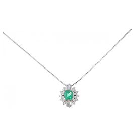 Autre Marque Collana in platino Pt900 Pt850 con smeraldi