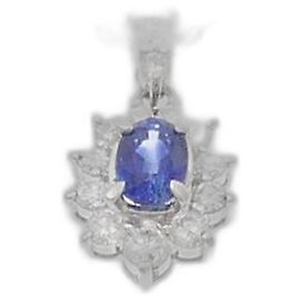 Autre Marque Collana in Zaffiro e Diamante Pt900 Pt850