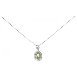 Autre Marque Au750 White Gold Demantoid Garnet Diamond Necklace
