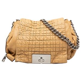 Céline Borsa a spalla Celine Gauffre in pelle di agnello marrone Watch Me