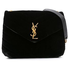 Saint Laurent – LouLou Monogram in velluto matelassé nero | Small