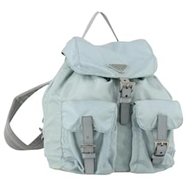 PRADA Rucksack aus Nylon hellblau Silber Auth BA9058