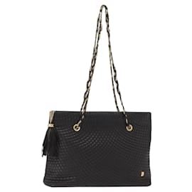 BALLY Borsa a Spalla a Catena Pelle Nera Oro Auth BA9129 - Bally