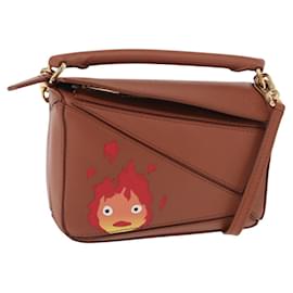LOEWE Mini Puzzle Borsa Loewe x Studio Ghibli Calcifer 2way Marrone Auth am10317SM