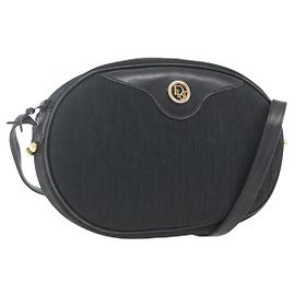 Borsa a Spalla in Tela Trotter Christian Dior Nero Oro Auth BA9335