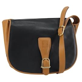 Céline Borsa a Spalla CELINE in Pelle Nera Oro Auth gh1499