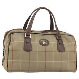 Autre Marque Borsa Boston in tela beige con motivo Nova Check di Burberrys, oro, Auth ep12208