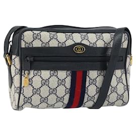 Borsa a Spalla Gucci GG Supreme Sherry Line PVC Blu Navy Oro 75 02 004 Auth 159729