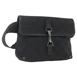 Borsa a vita GG Canvas Jackie Gucci Nera Argento 92543 Auth ka1363