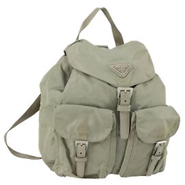 Zaino PRADA in nylon beige argento autentico 156861