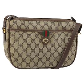 Borsa Sherry Line GG Supreme Web di GUCCI in PVC beige e oro 89 02 077 Auth 159285